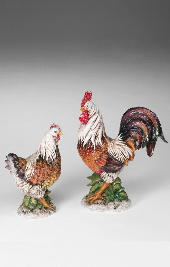 Gallina e gallo in ceramica